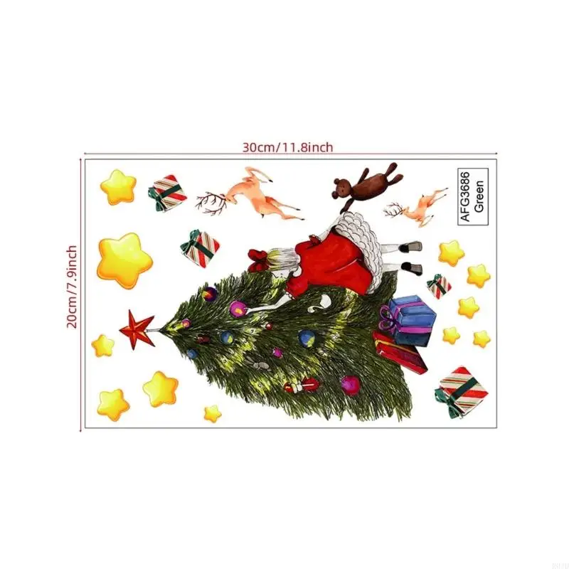 R0JD Festive Christmas Wall Sticker Glow Girl Decal Window Switches Decor