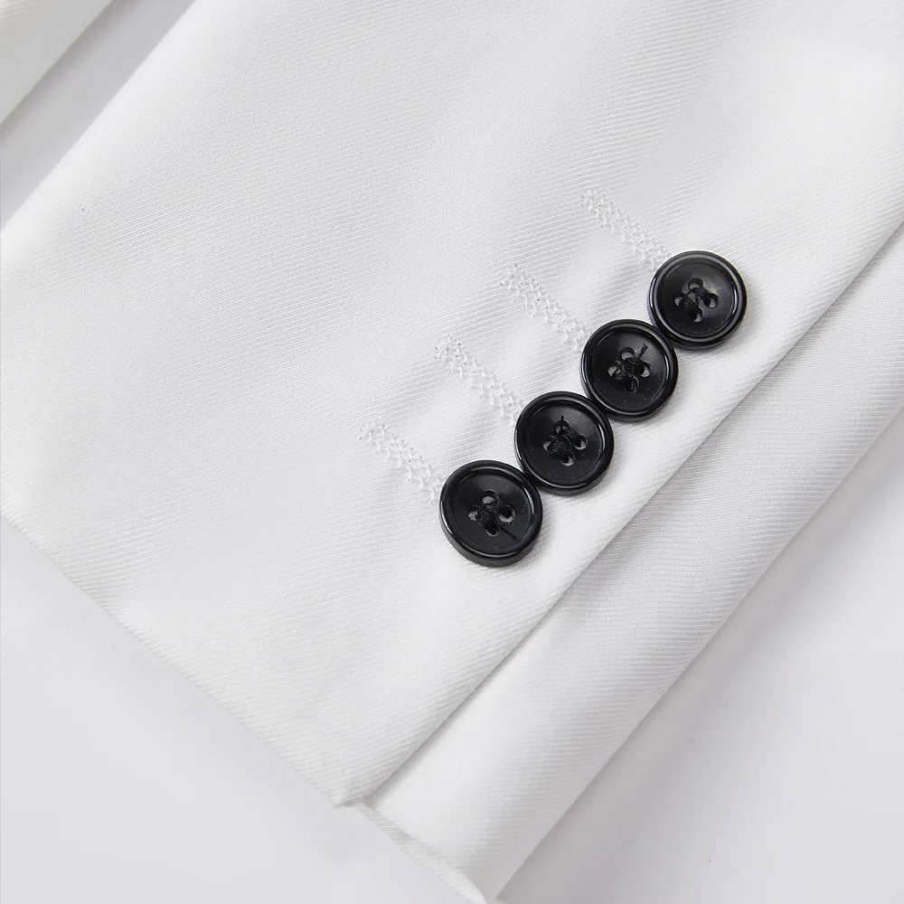 Fashion Elegant Men&lsquo;s Suit Business Black &White Contrast Color Suit / Male Slim Stage Party 2 Pcs Blazers Jacket Pants Sets