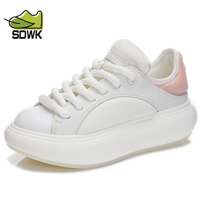 

Кроссовки SDWK женские из натуральной кожи, на плоской платформе, на шнуровке, толстая подошва, дизайнерские, на весну 5 см