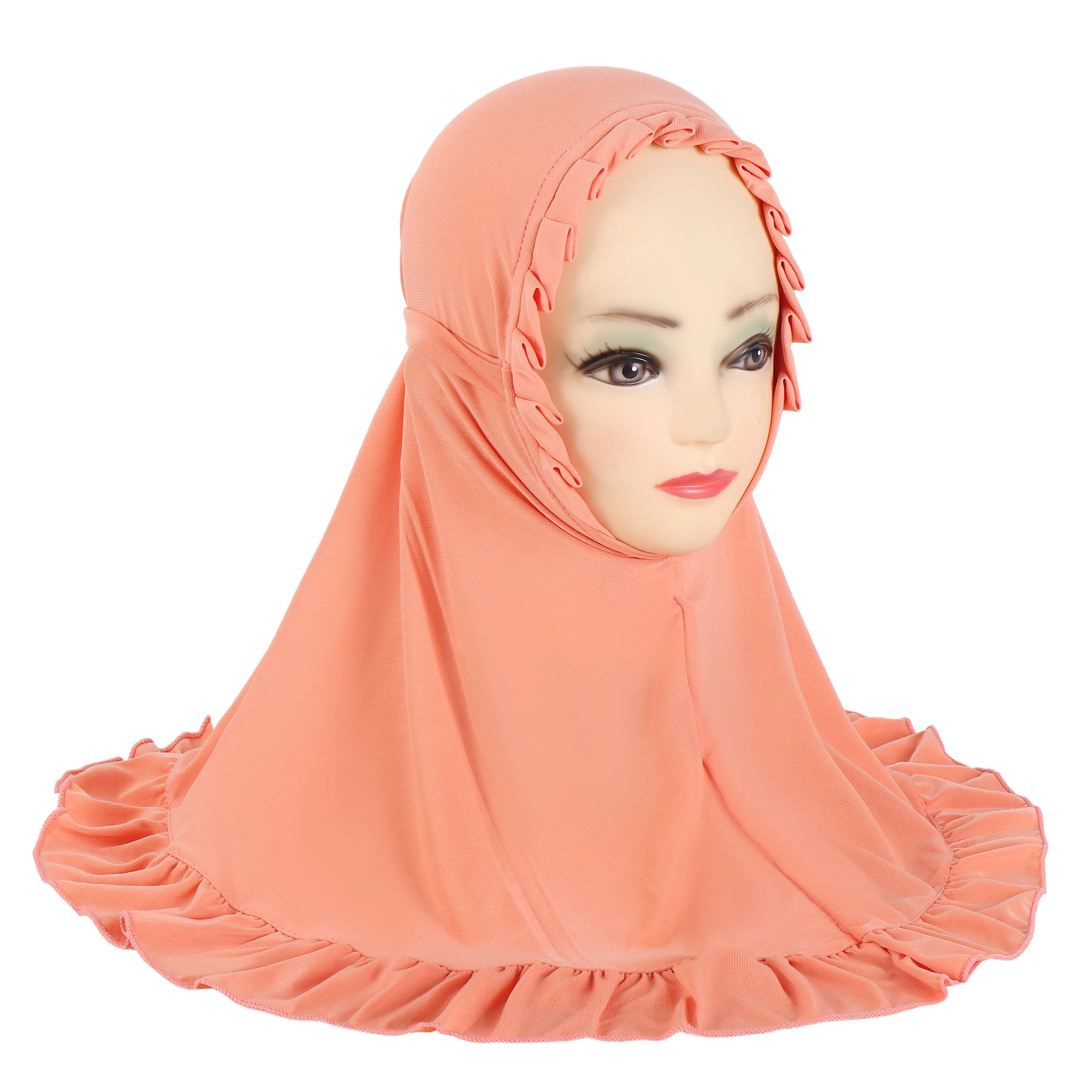 H364 Beautiful Small girl Al amira crinkle hijab fit 2-6 years old kids pull on islamic scarf headscarf