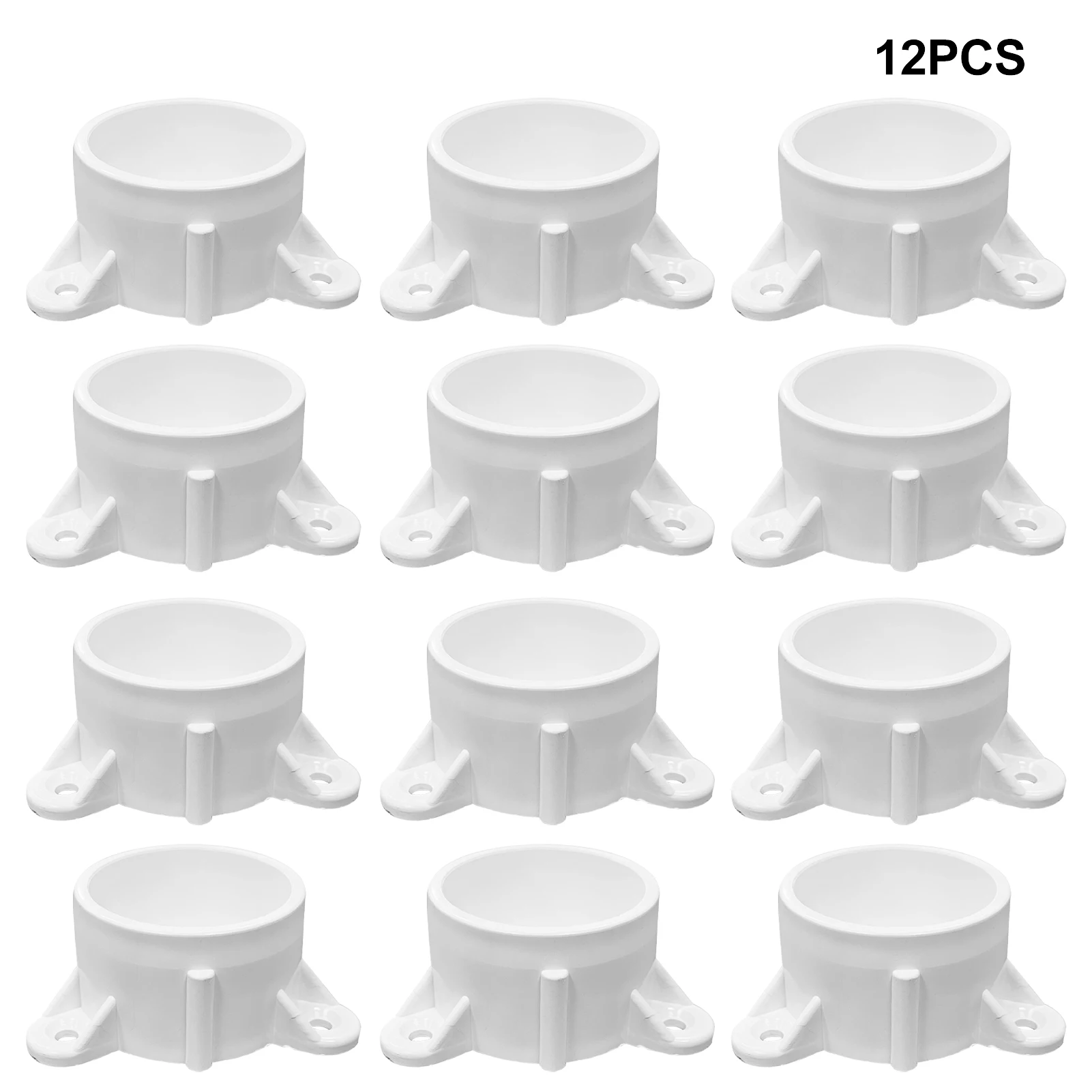 

12pcs Fishing Rod PVC Flange Support Stable Secure Closet Hardware Screw On DIY Project Durable Storage Shelves Table Leg Cap