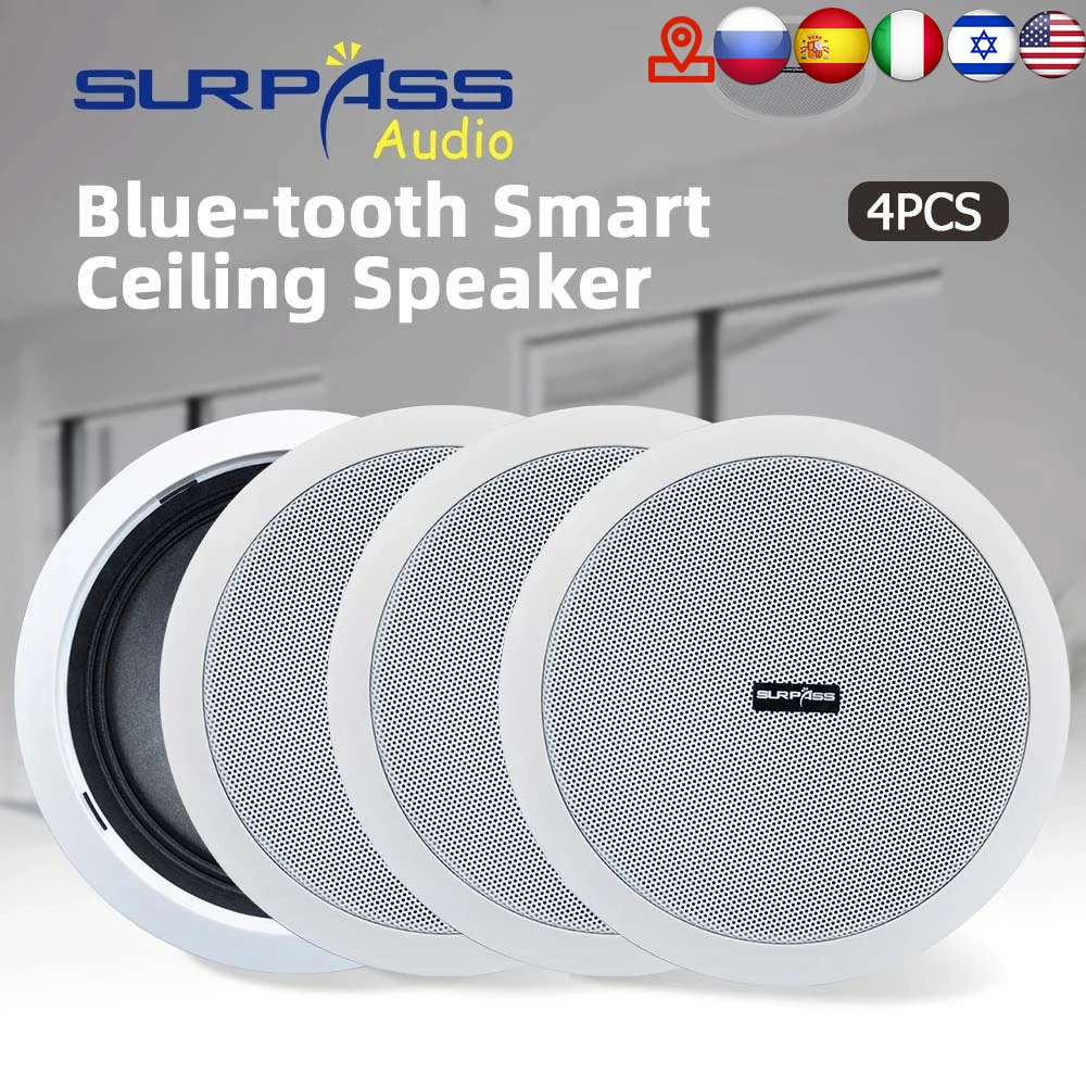 Smart Blutooth In Ceiling Speakers 4 PCS Dustproof 6 Inch Home Theater Stereo Audio Speaker Built in Amplifier Roof Loudspeaker bluetooth speaker,wall ceiling speaker