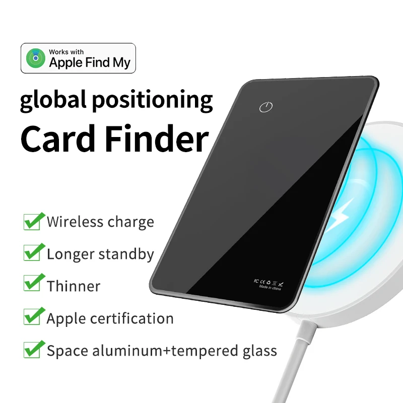 MFI Certified Gps Tracker Card Finder Bluetooth Locator for Wallet, Luggage and More (iOS Only) Works with Apple Find My & Siri