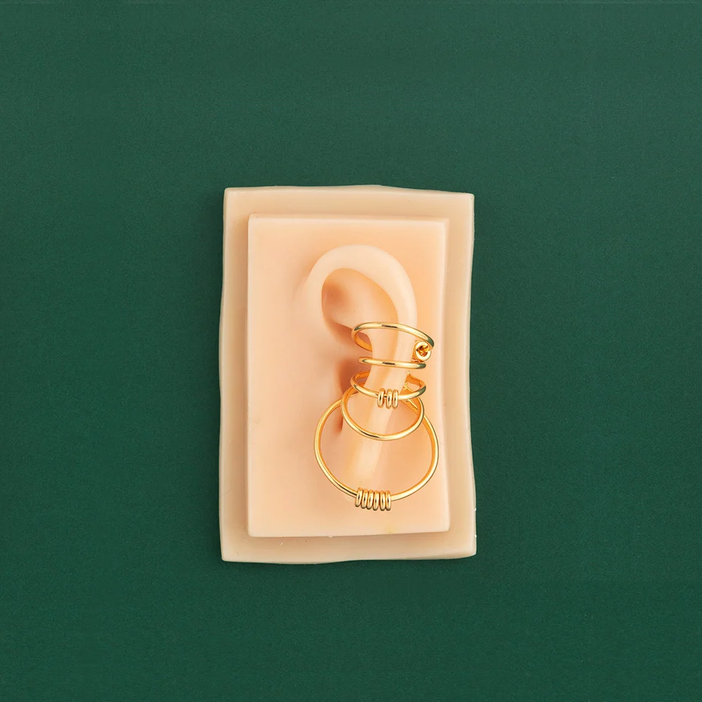 ENFASHION Multilayer Circle Ear Cuff Clip On Earrings Women Gold Color Rock Earings Without Piercing Fashion Jewelry E201174