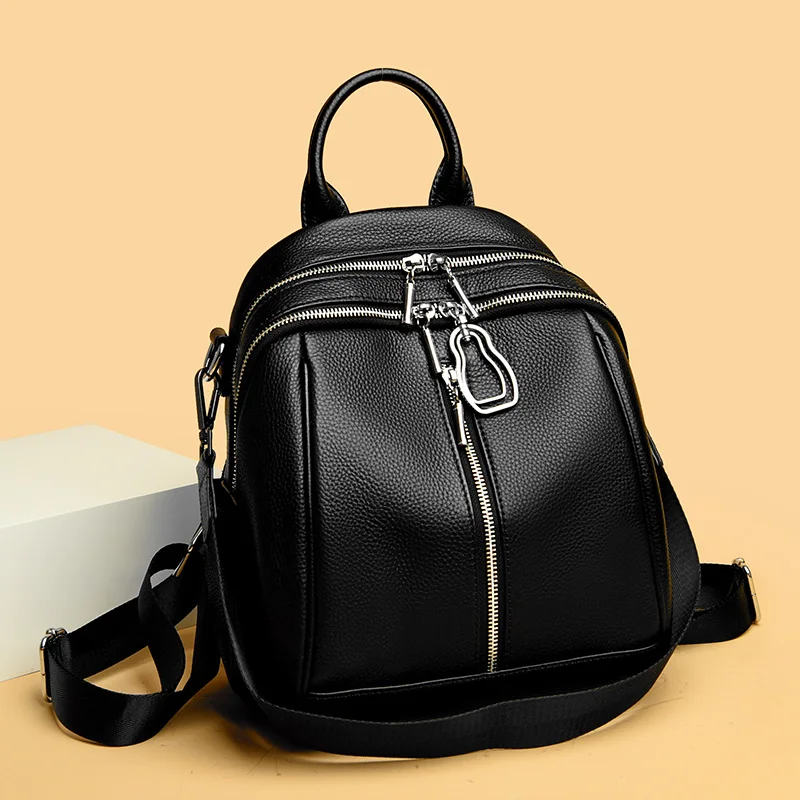 

XZAN Quality Genuine Leather Women Backpack Fashion Luxury Female Travel knapsack Girls Shoulder School Bag Cow Mochila