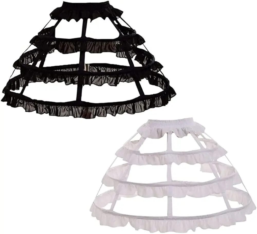 3 Hoops Ruffle Rockabilly Crinoline Lolita Short Petticoat Ball Gown Cosplay Underskirt Pannier Petticoat