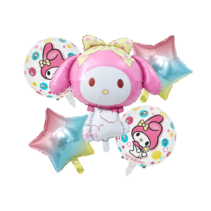 thumbnail image 1 of Pancarta de vajilla desechable con temática de Sanrio Kuromi para fiesta de cumpleaños de niña, globo de aluminio Cinnamoroll, juguete de decoración para baby shower, 1 of 5