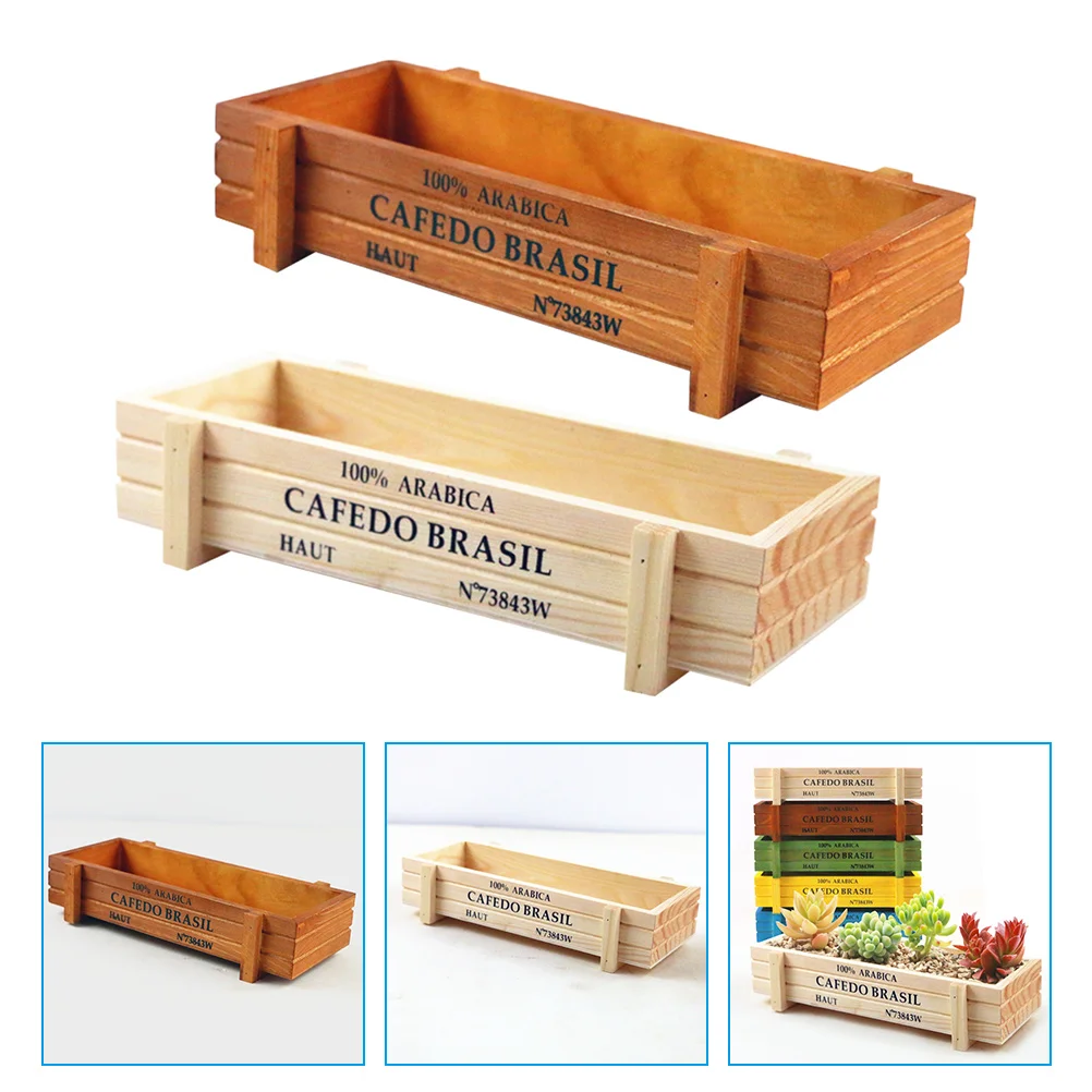 

2 Pcs Wooden Storage Box Window Flower Boxes Plant Pots for Plants Indoor Planter Flowers Outdoor