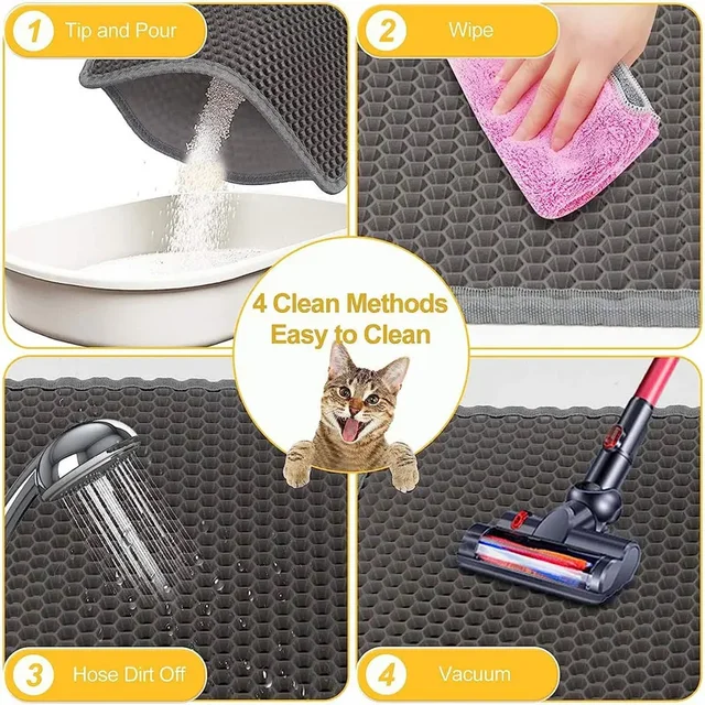 Cat Litter Mat Non Slip Big Pet Litter Box Filter Mat Double Layer Wear Resistant Waterproof Cat Litter Mat Pet Clean Supplies 3