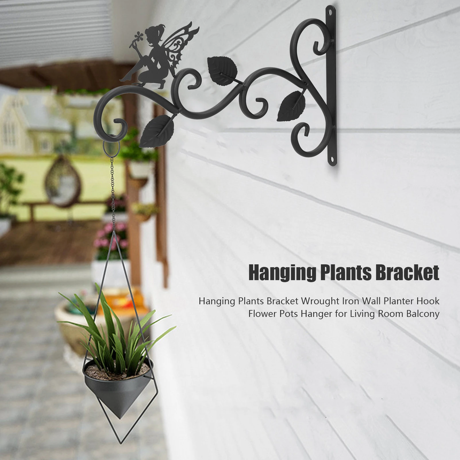 Hanging Flowerpot Bracket Iron Art Planter Hook Wall Mounted Flower Pot Hanger For Garden Yard Decor, hanging flowerpot bracket
