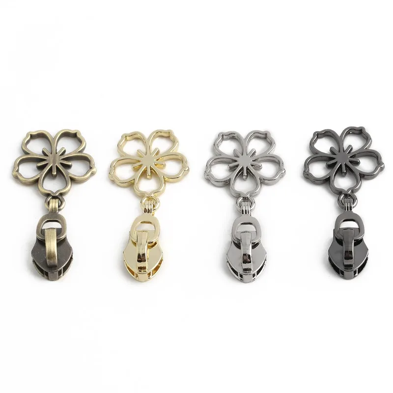 Metal Cherry Blossom Decorative Zipper Slider for Makeup Bags - Replaceable Heads DIY Accessories (5-20pcs)