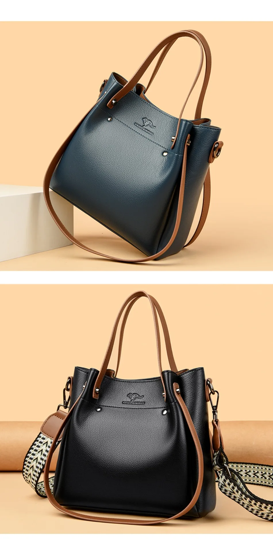 High Quality Leather Shoulder Crossbody Bags for Women Luxury Handbags Women Bag Designer Large Capacity Soft Tote Messenger Bag