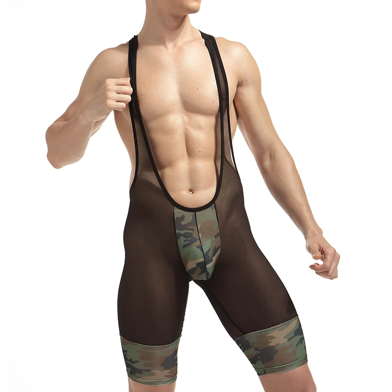 Men’s Camouflage Bodysuits and Underwear: Stretchy Tanks, Jumpsuits, and Intimate Lingerie mens mesh see thru underwear