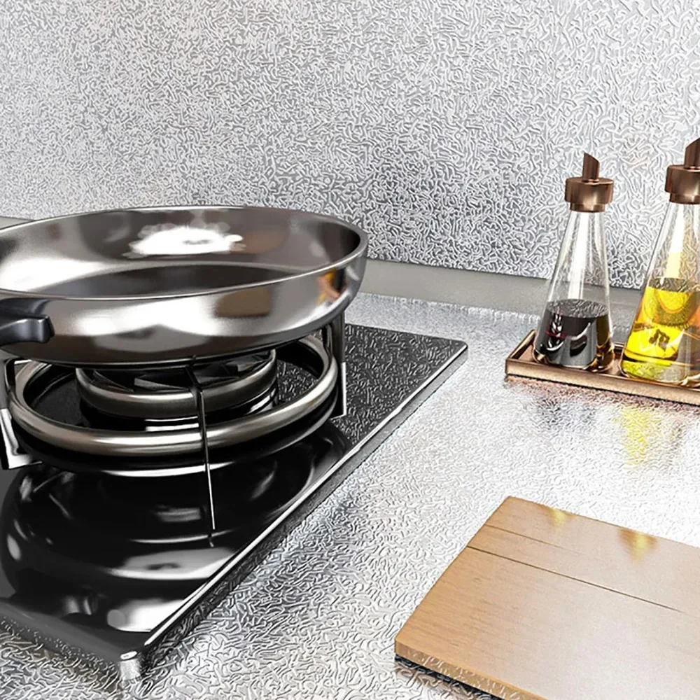 Kitchen Oil-proof Self Adhesive Stickers Anti Fouling High Temperature Waterproof Aluminum Foil Wallpaper Cabinet Contact Papers wall stickers,self adhesive stickers,self adhesive wallpaper,kitchen wall sticker,adhesive wallpaper,oil proof film