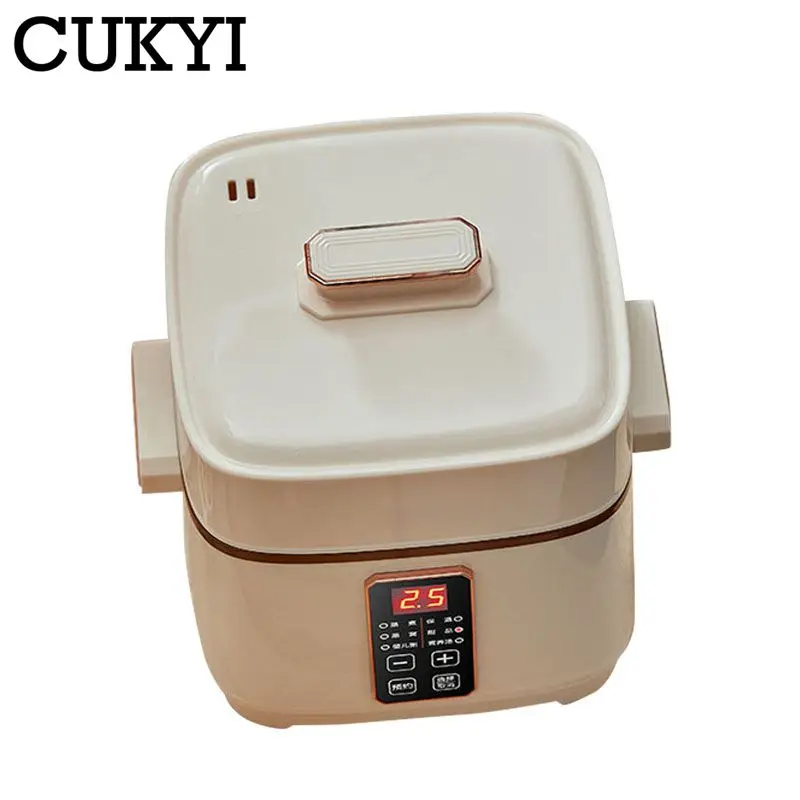 CUKYI Electric Slow Cooker 1L Stewing Soup Pot Bird's Nest Maker Porridge Casserole Breakfast Machine White Porcelain Liner 220V
