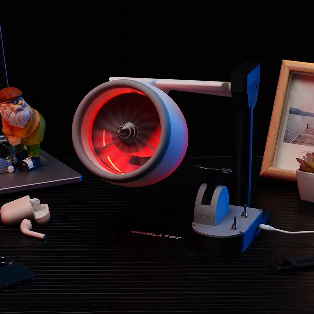 Desktop Turbofan usb interface Moulding Creative Fan Red Tail Flame Humidifying Spray Turbine Engine Model Toy High Power Fan