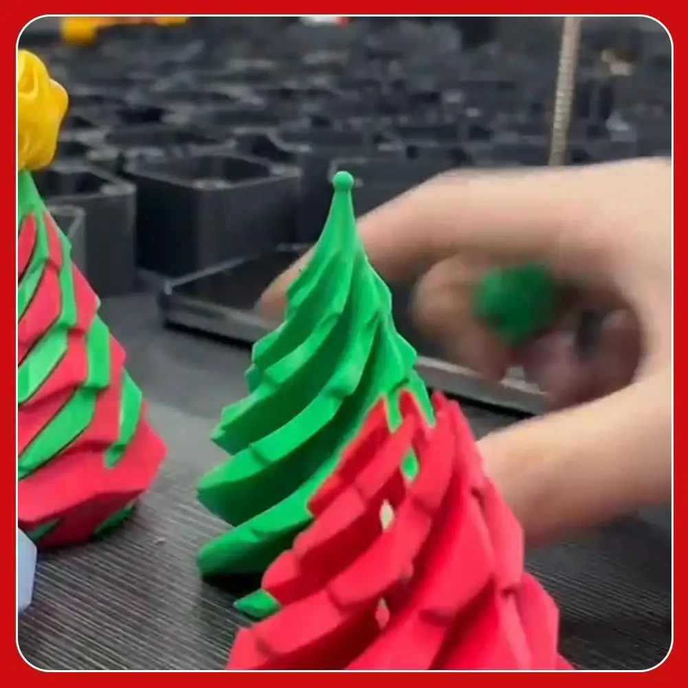 Christmas Tree Spiral Decompression Toy 3D Printed Cone Desktop Decompression Decoration Children's Push And Push Music Gift