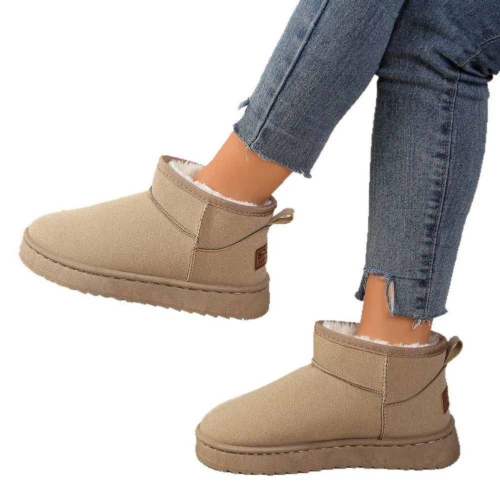 Winter Warm Thicken Plush Ankle Boots Women Comfy Non Slip Faux Suede Snow Boots Woman Plus Size 42 Fluffy Cotton Padded Shoes