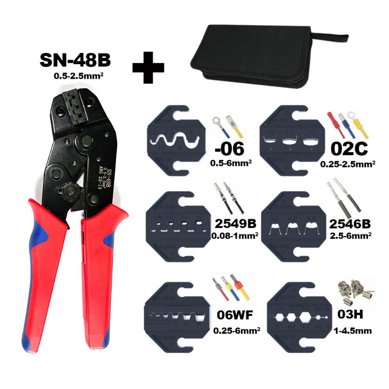 SN-48B Automotive Insert Crimping Pliers Multi-Jaw Selector Crimping Pliers Bare Terminals Insulated Terminals