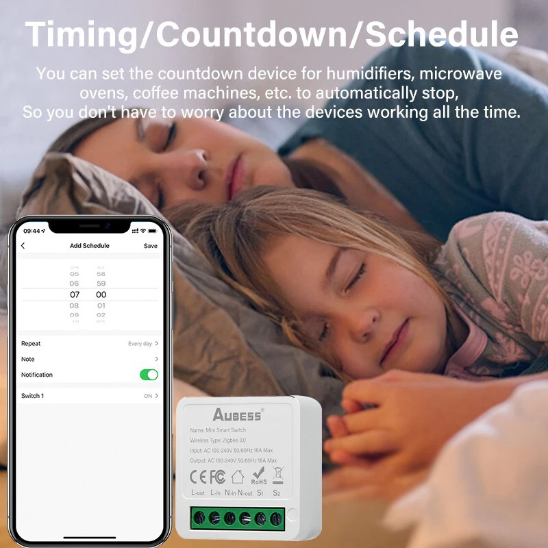 Tuya Zigbee 3.0 Mini DIY 16A Smart Switch 2 Way Smart Home Control Automation Module Via Alexa Google Home Alice Life App