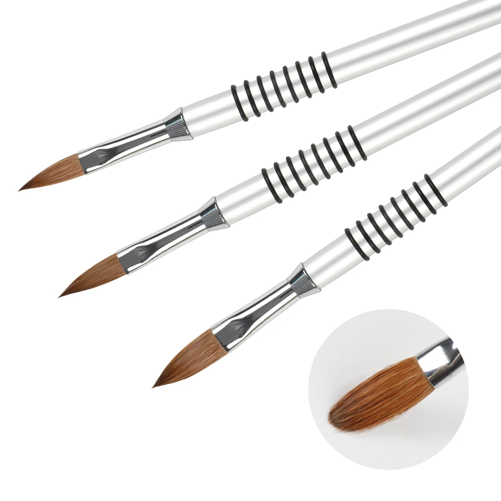ANGNYA #2#4#5#6#8 Nail Brush Art Acrylic Kolinsky Brush UV Gel Carving Pen Brush Liquid Powder Nail 3D Drawing Pen Nail Art Tool 4