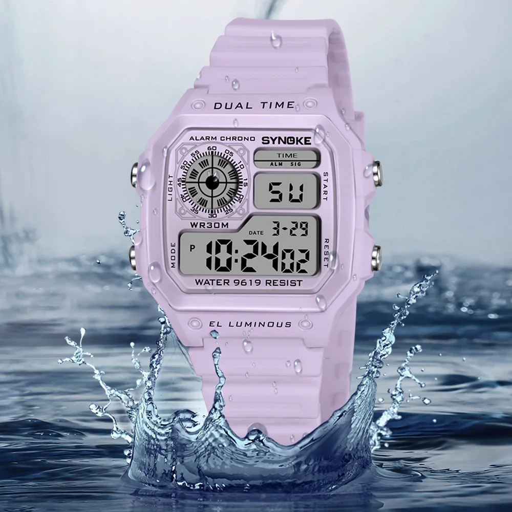 Digital Watch Synoke Lady Sports Luminous Multifunction Waterproof Chrono Wristwatch Outdoor Girls Fashion Student