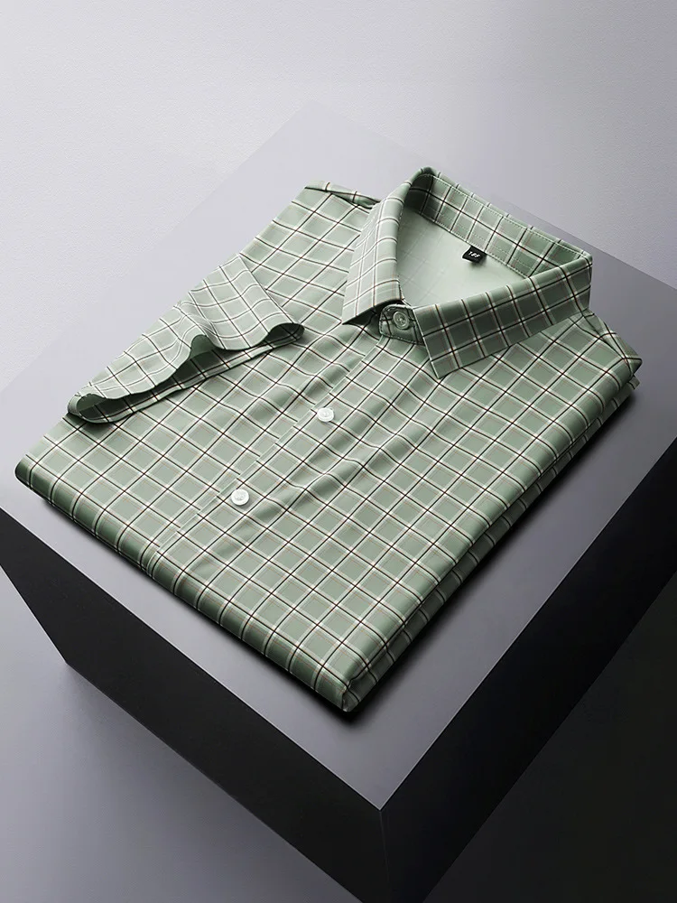 Summer Men's Plus Size Plaid Short-sleeved Shirt 10XL 12XL