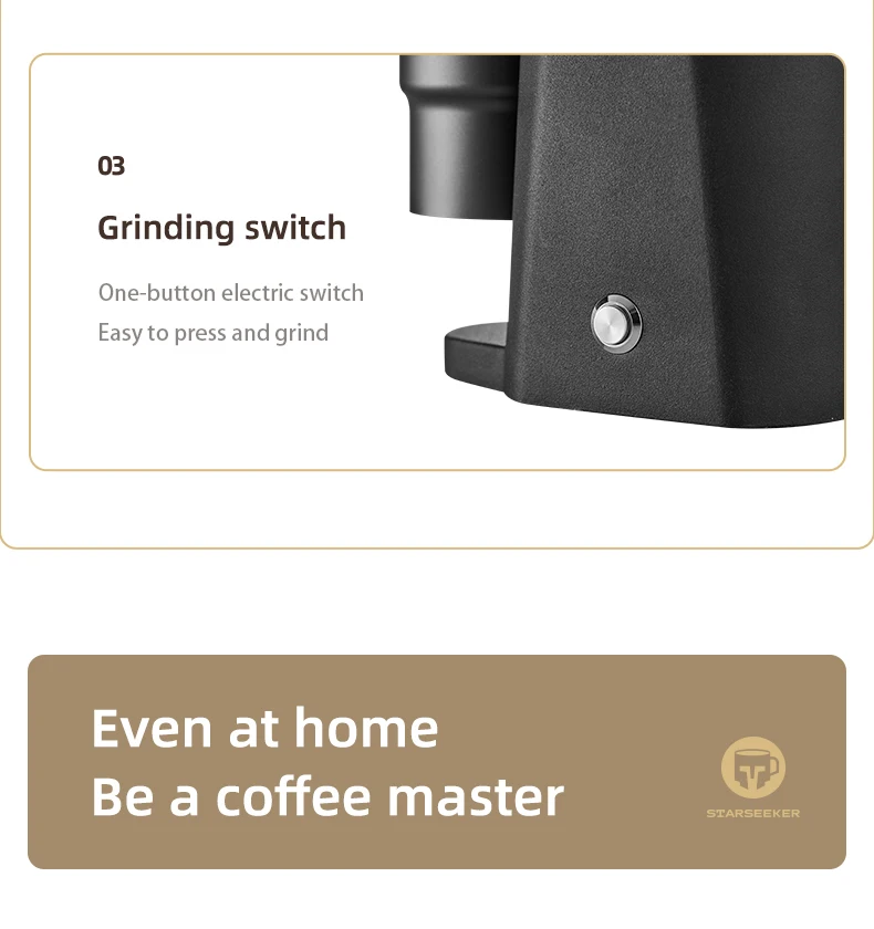 Sb1340c6eaee94398858ca9de27e7d605s Electric Coffee Grinder 48MM Burr Grinders Black White Espresso Stepless Fineness Adjustment Mallzona