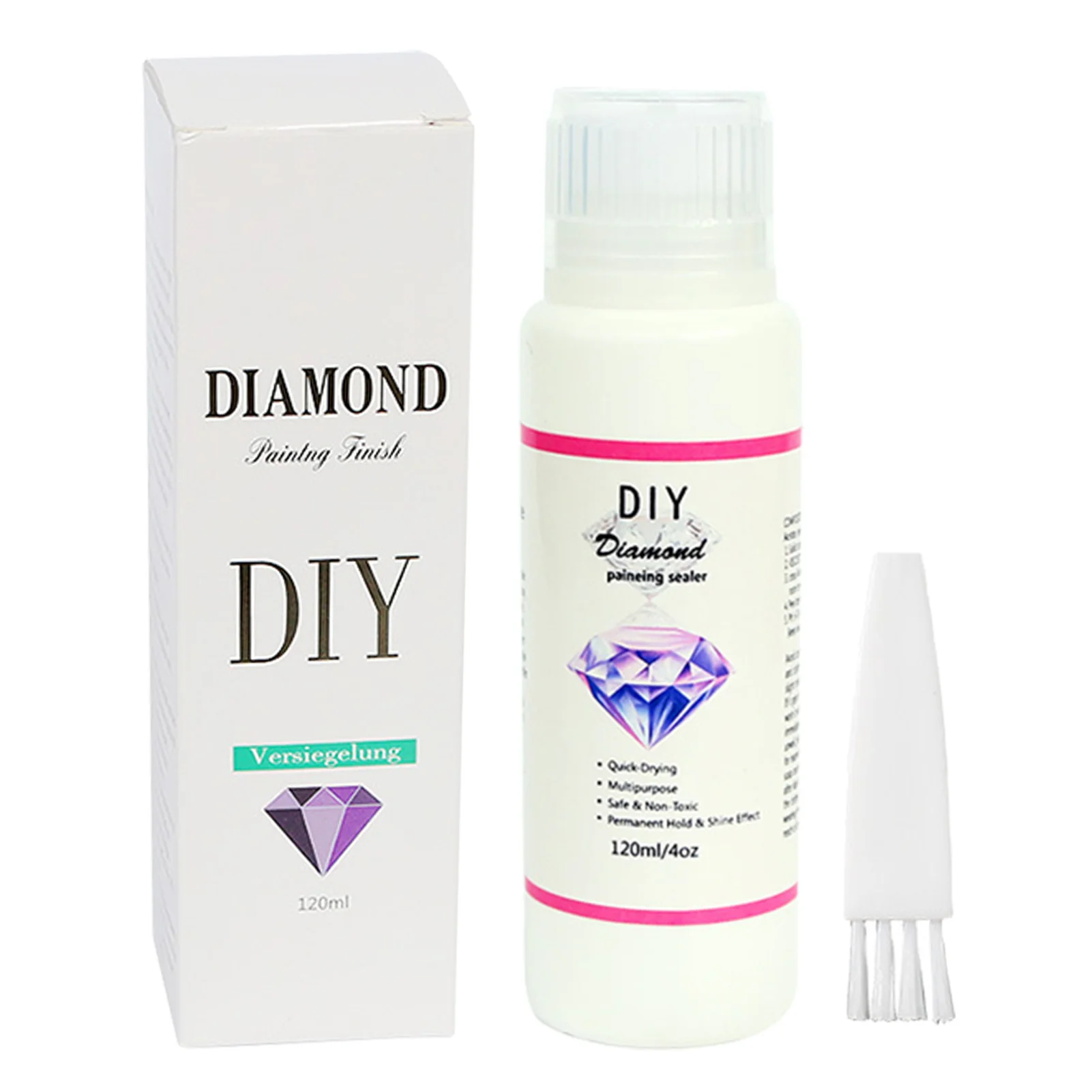 Diamond Art Painting Sealer 1 Pack 120ml 5D Diamond Art Painting Art Glue with Sponge Head Fast Drying Prevent Falling Off, White