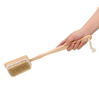 Body Back Cleaning Brush Skin Cuticle Grease Remove Wooden Handle Loofah Bristle Both Side Bath Brush Massage Shower Bath Sponge 2