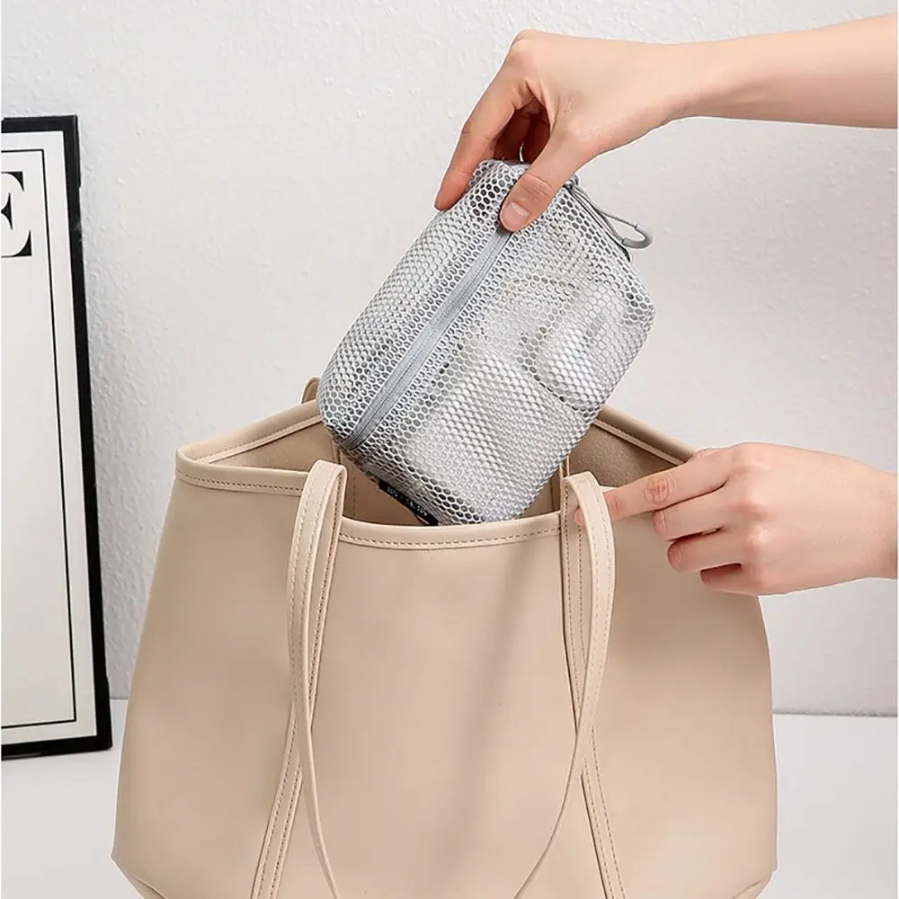 Lässige Nylon-Aufbewahrungstasche, handgehalten, mit Reißverschluss, Kosmetiktasche, Mehrzweck-Mesh-Mesh-Beutel für Reisen – Detail 9