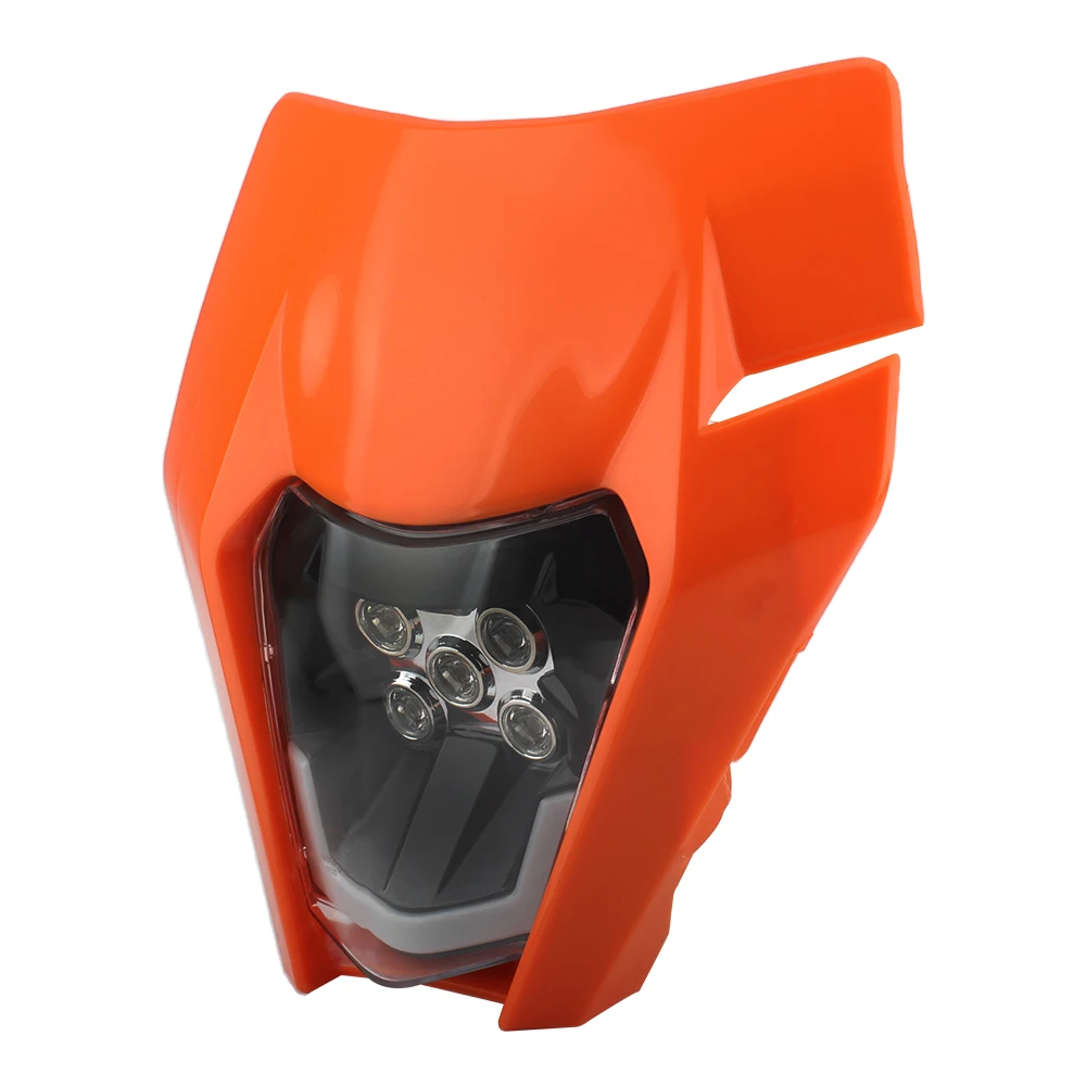 Motorcycle Headlight For KTM Headlight Plate Motorcycle LED EXC 300 XC SX 125 250 350 450 Round Wick Headlamp Dit Bike Supermotor Enduro Accessories