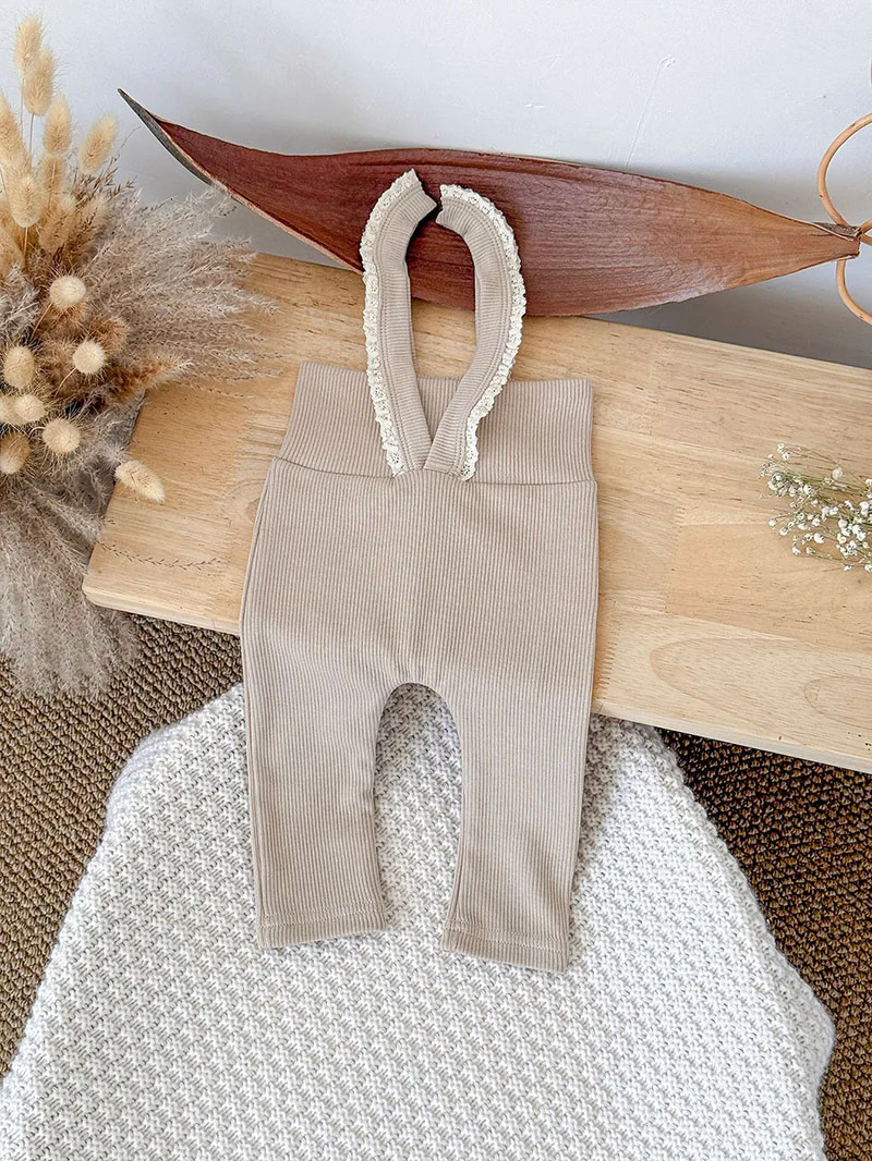 Soft Cotton Baby Girls High Waisted Trousers