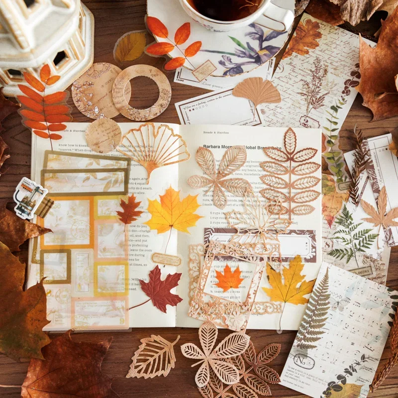 

37Pcs Memo Girl's Material package Decoration Fallen Record of Leaf Observation Record Paper Notebooks School Scrapbook 17*10CM