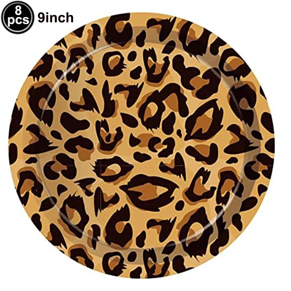 Decorazioni di buon compleanno di ghepardo Banner con stampa leopardata Palloncini Stoviglie Tovaglia in plastica con stampa Decorazioni a tema per adulti per bambini  15