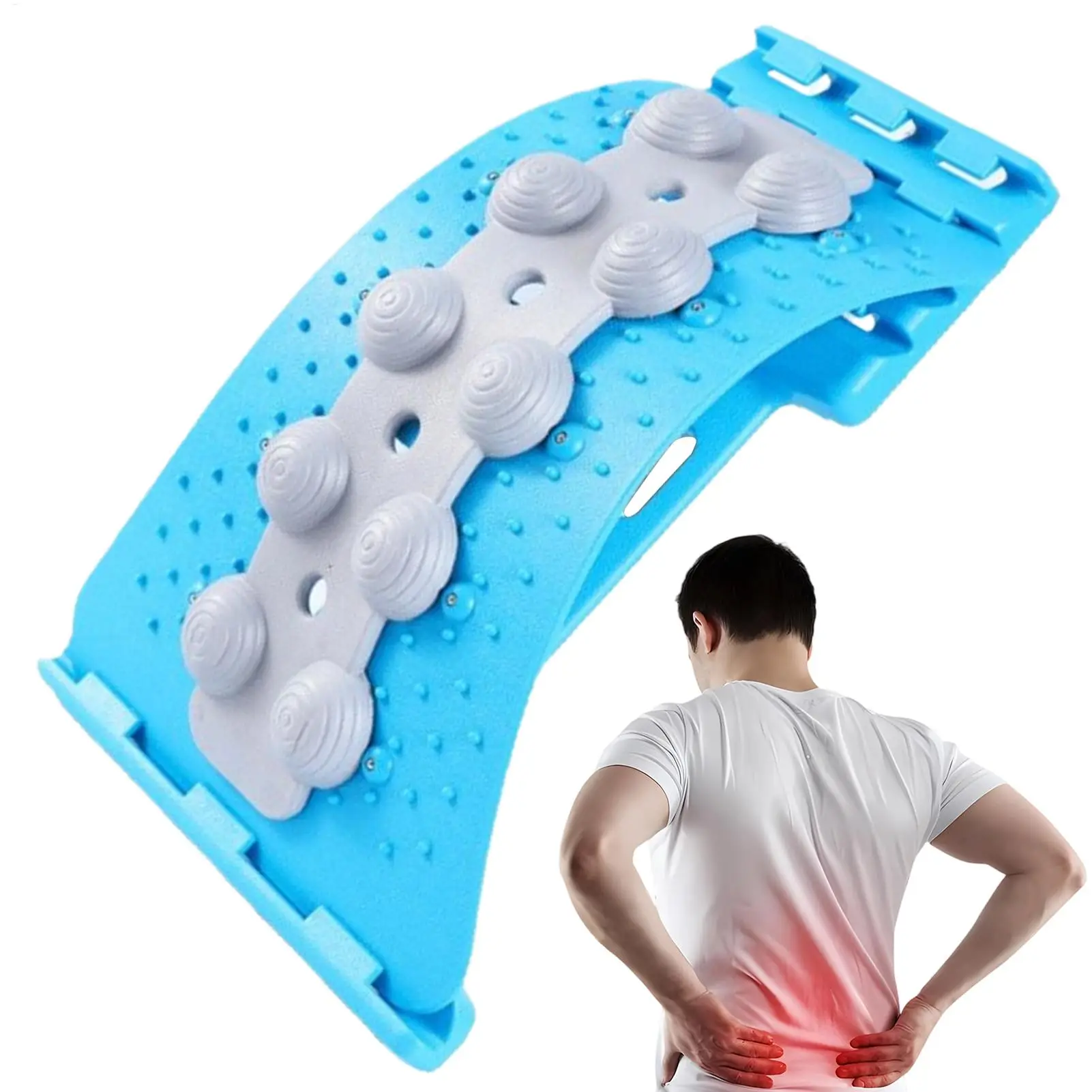 Lower Back Stretcher 4-level Adjustable Lumbar Stretch Board Manual Massagers for Spinal Correction Muscle Relief Shoulder Nerve
