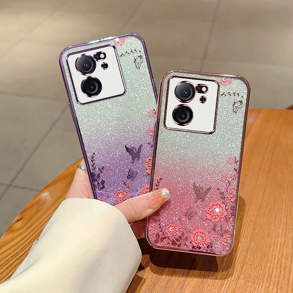 Custodia Per Telefono Secret Garden Glitter Flower Per Xiaomi 13T Pro Cover Custodia Protettiva In Silicone Per Fotocamera Per Xiaomi 13T Custodia Mor
