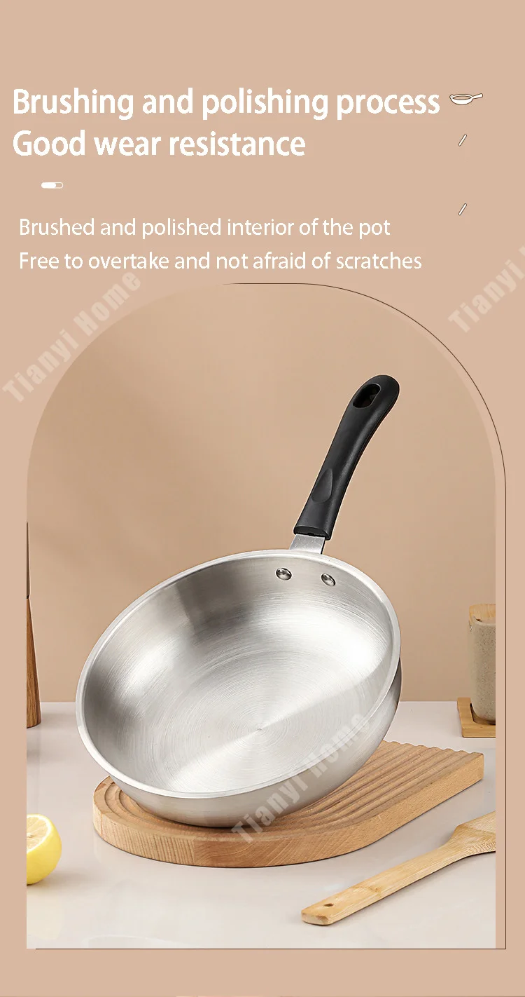 Description Picture 6 of itemStainless steel Wok Frying pan Non-Stick Pan Home Thickened Uncoated Cooking pot Gas Stove Induction Cooker Universal Saucepan