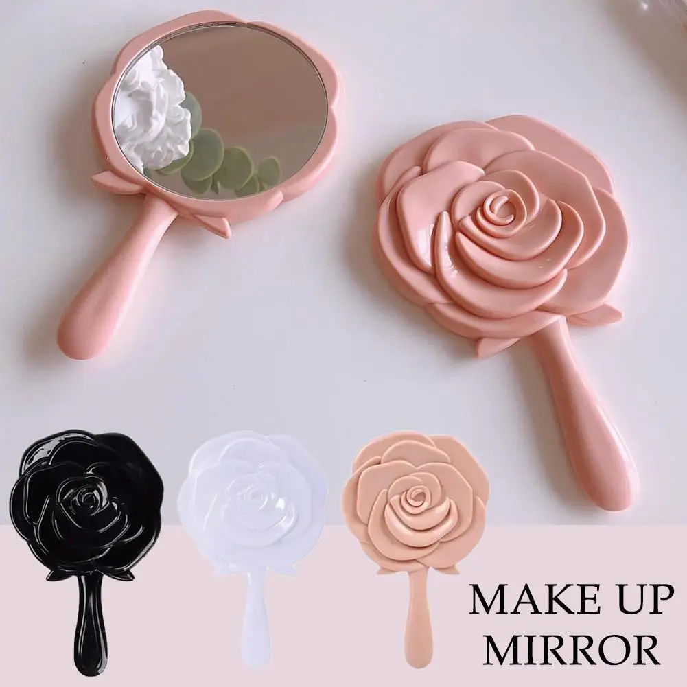 バラ彫刻の円形ミラー Rose on 21cm round mirror バラ彫刻の円形