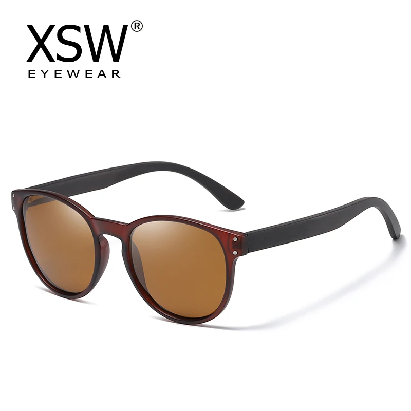 

XSW Polarized Sunglasses Men Women Brand Wooden Sunglasses Women Round frame Classic Sunglasses Brown 5091C