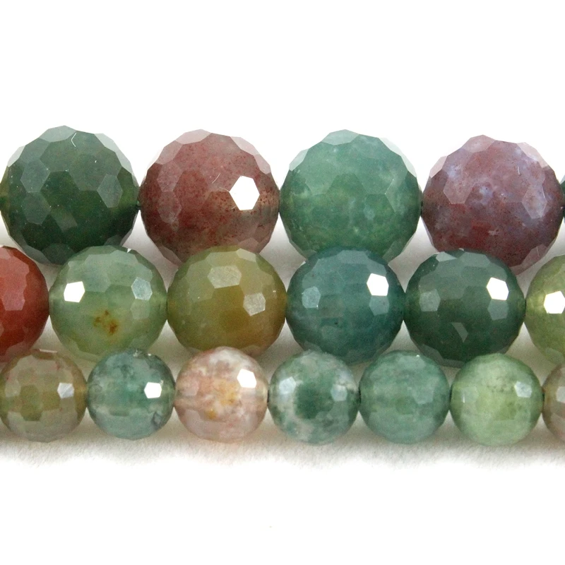 

Natural Faceted Cut Indian Agate Round Loose Stone Beads Strand 6/8/10MM For Jewelry DIY Making Necklace Bracelet