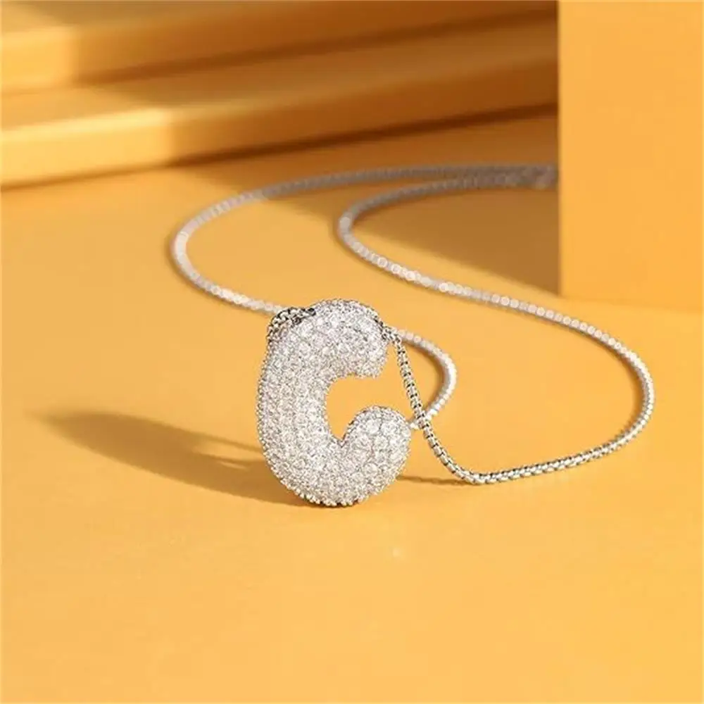 Mesovor Collana Con Iniziale E Cuore A Palloncino – Oro 18k – Lettera A-Z Con Zirconi – Gioiello Donna