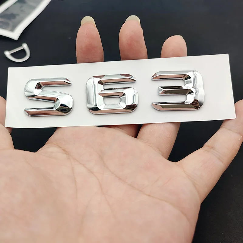 3D ABS Chrome S 63 Logo S63 Emblem Letters Sticker Car Trunk Badge Decal For S63 C217 Accessories