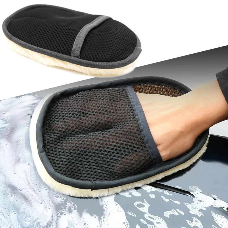 Car Body Cleaning Wool Fleece Gloves Soft Car Washing Gloves Paint Polishing Brush Microfiber Sponge Glove Auto Care Tools