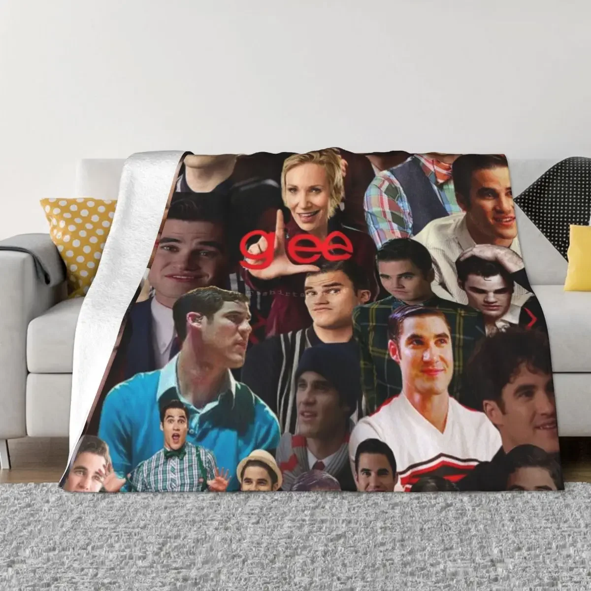 

blaine anderson-glee photo collage Throw Blanket Cute Plaid Quilt Blankets