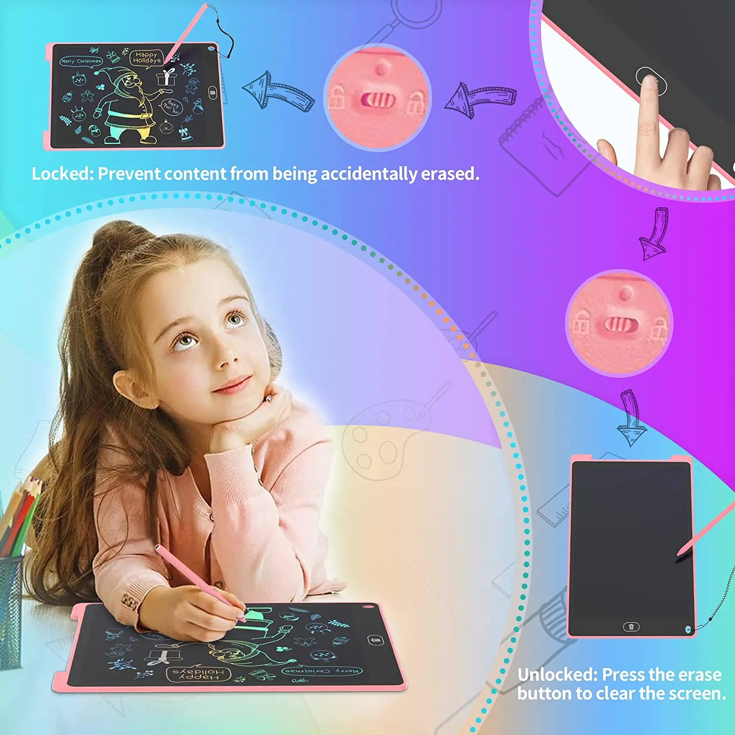 LCD 스크린 쓰기 보드 드로잉 태블릿, 디지털 그래픽 태블릿, 전자 필기 패드, 어린이 장난감 선물, 8.5 인치, 12 인치