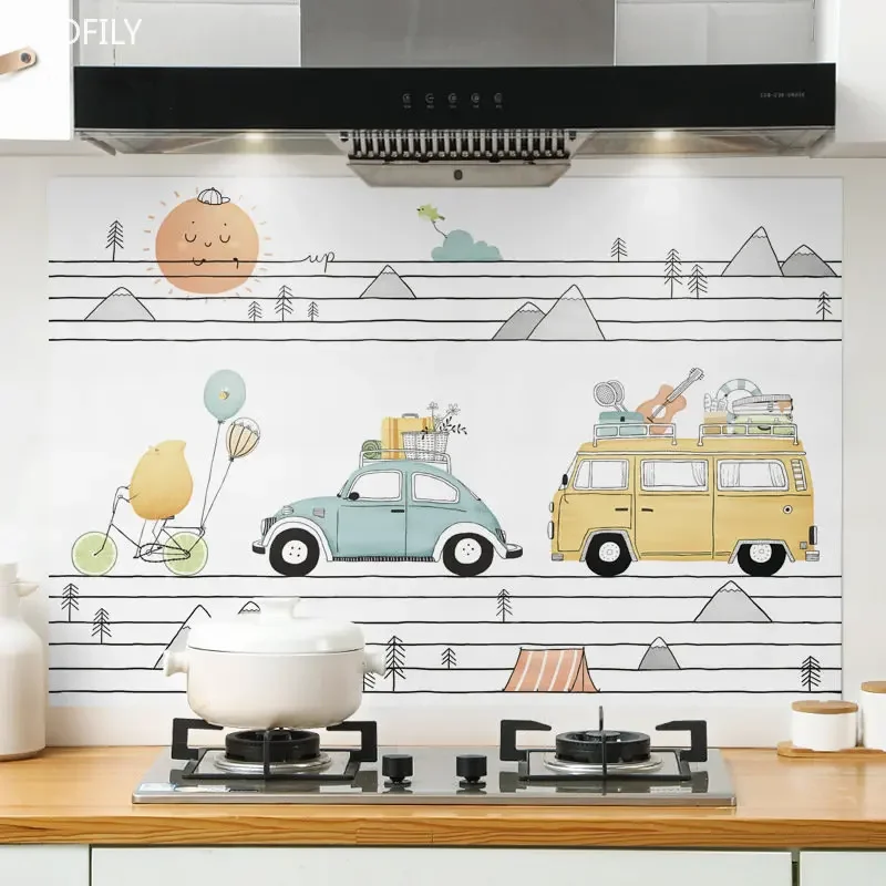 High Quality Thickened Kitchen Oil Proof Wall Stickers Cartoon Animals Heat-resistant Drawer Self Adhesive Film Home Decoration