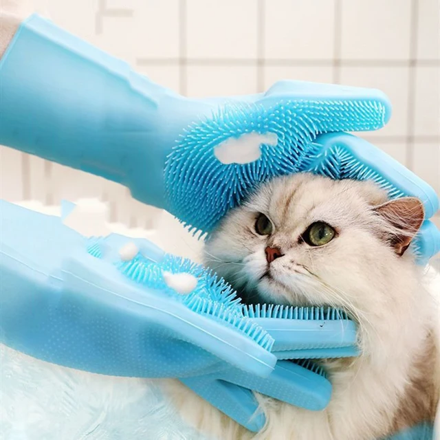 Pet Dog bath accessories Scrub brush Teddy silicone bath gloves anti-scratch and anti-bite bath products 2