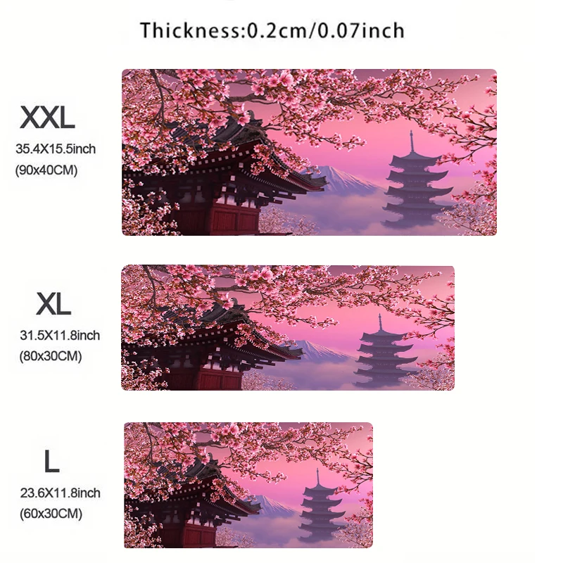Mouse Pad Gaming Laptop Computer Pc Gamer Keyboard Desk Mat Fuji Mountain Cherry Blossom Pagoda In Japan Dask Mat Mousepad Gift 4