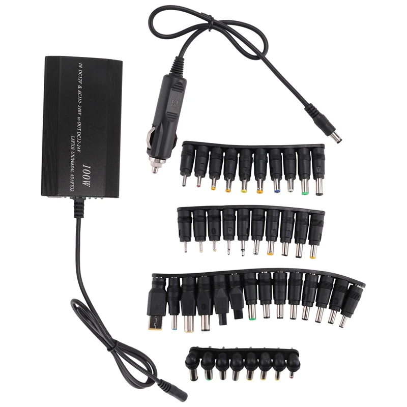

Universal 5V-24V AC Power Adapter Adjustable Car Home Charger USB5V Power Supply 100W 5A Laptop With 34Pcs DC Connector